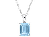 2.75 Carat (ctw) Blue Topaz Octagon Pendant Necklace in Sterling Silver with Chain